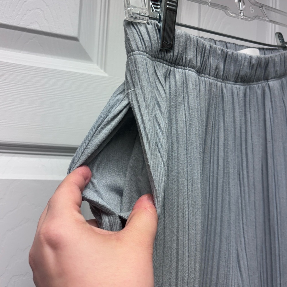 Oak + Fort Misty Blue Ribbed Lounge Pants | Elastic Waist | Small - Picture 7 of 9